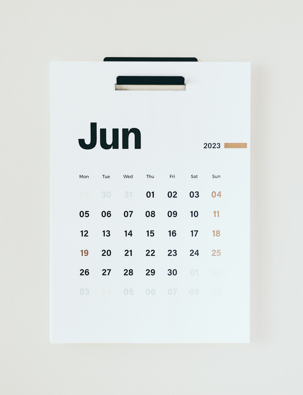 a calendar with the word june on it