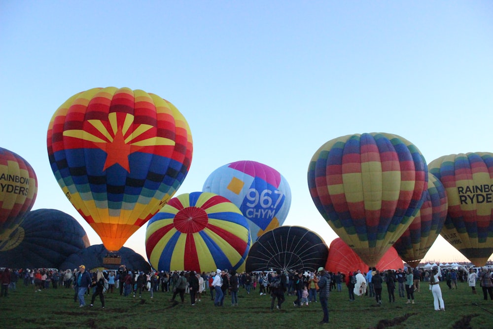 a large group of hot air balloons in the sky