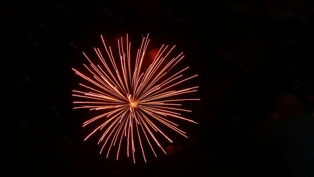 a fireworks is lit up in the dark sky