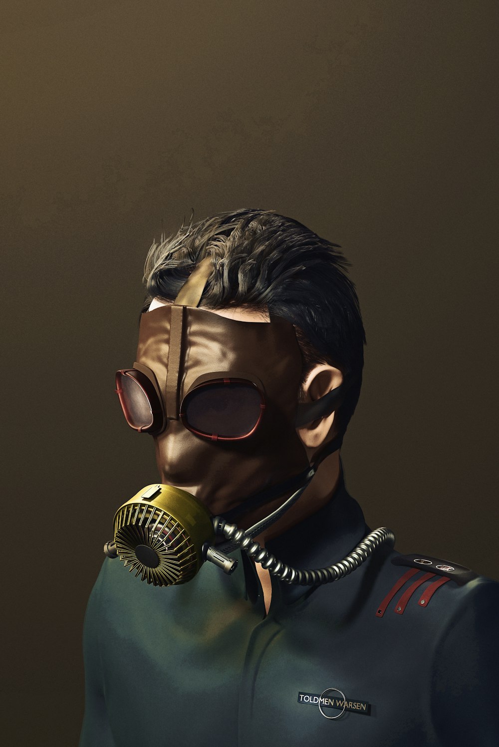 a man wearing a gas mask and goggles