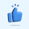 a blue like symbol is shown on a white background