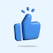 a blue like symbol is shown on a white background