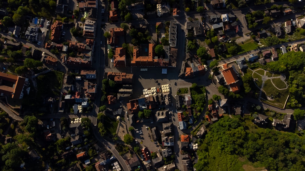 an aerial view of a city with lots of buildings