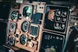 a close up of a cockpit of a plane