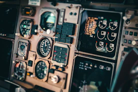 a close up of a cockpit of a plane