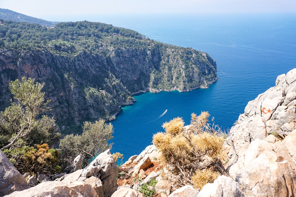 a large body of water surrounded by mountains