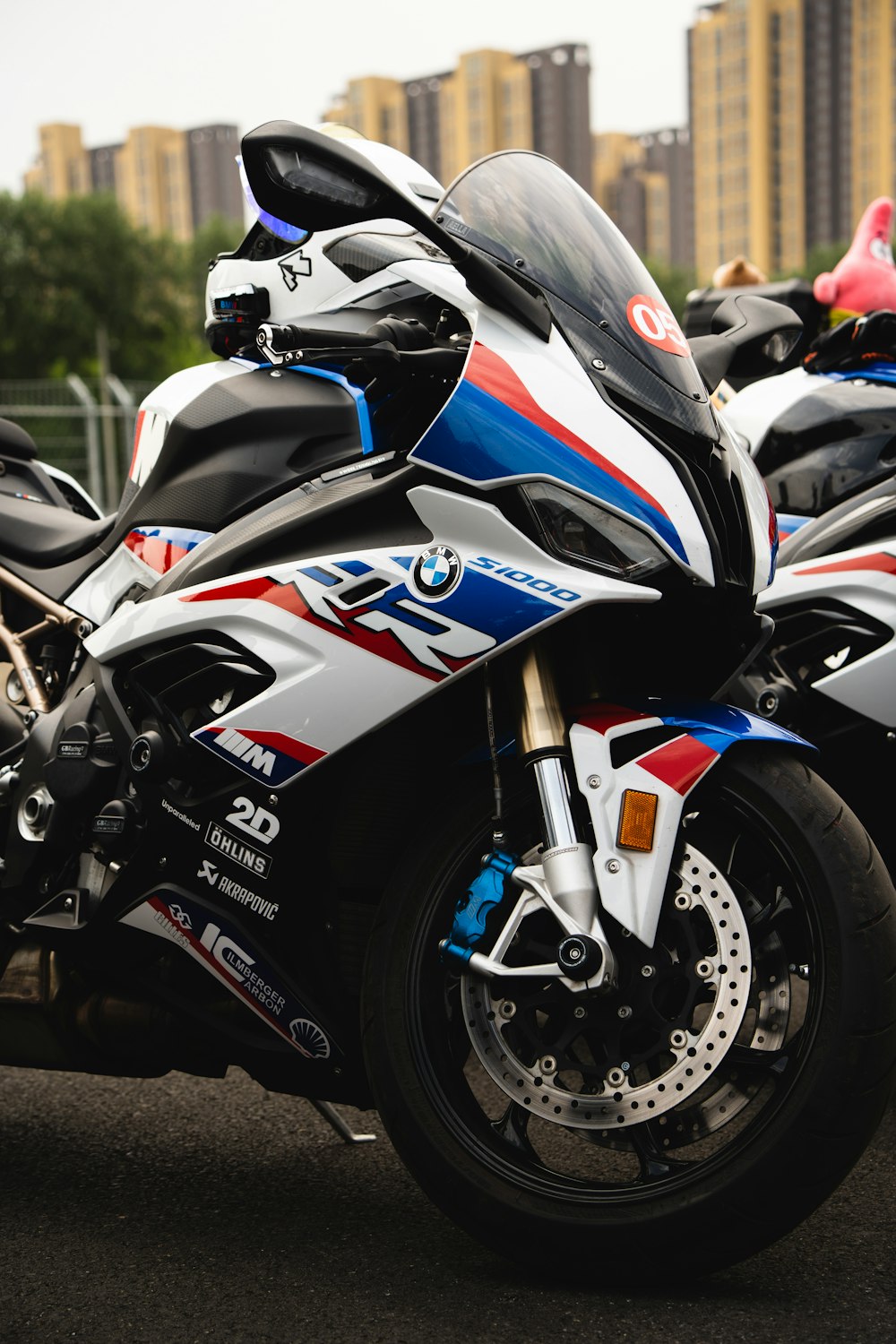 a group of motorcycles parked next to each other