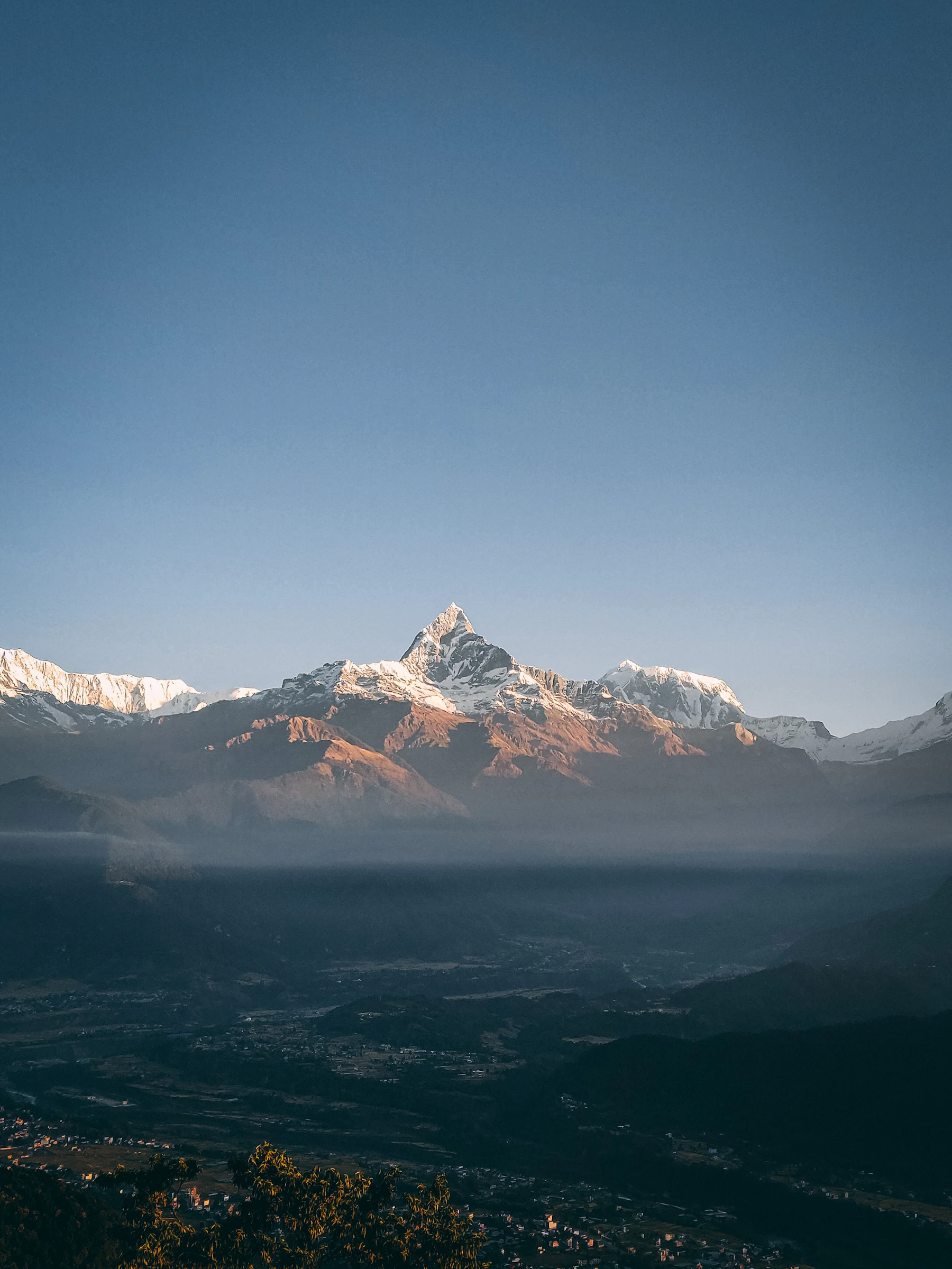 The Annapurna range on the horizon above Pokhara