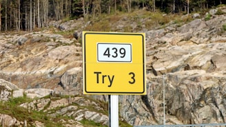 a yellow sign that says try 3 on it