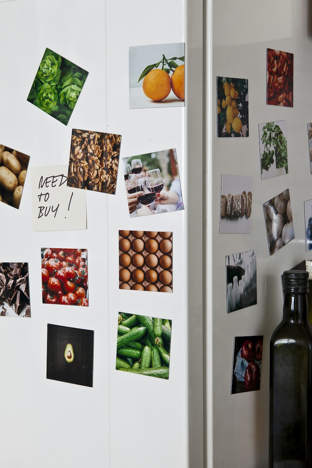 a refrigerator with magnets and pictures on it