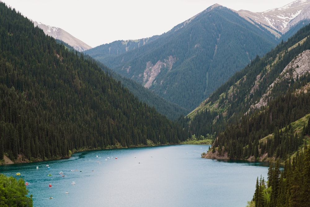 a large body of water surrounded by mountains