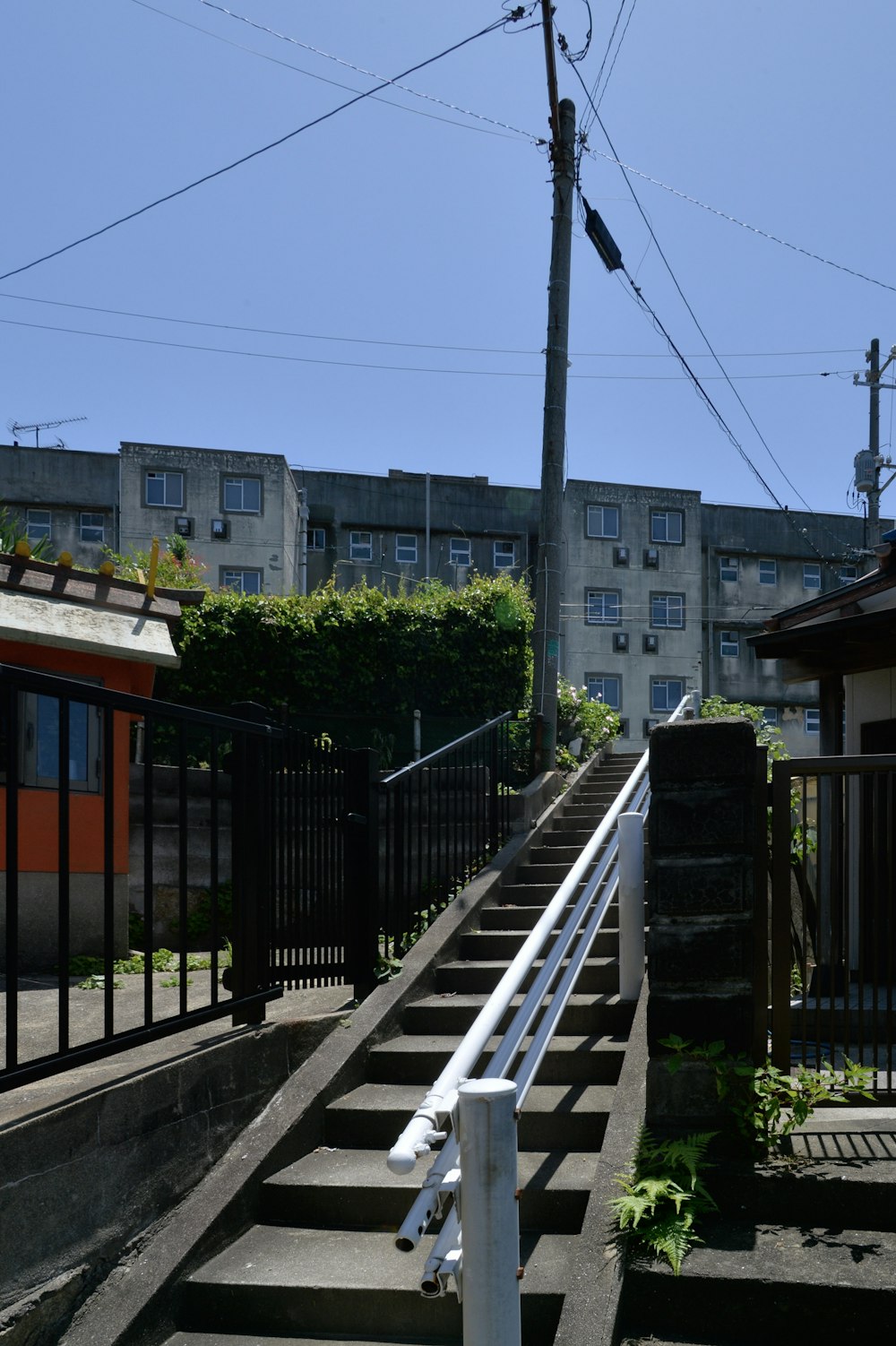 a set of stairs leading up to a building