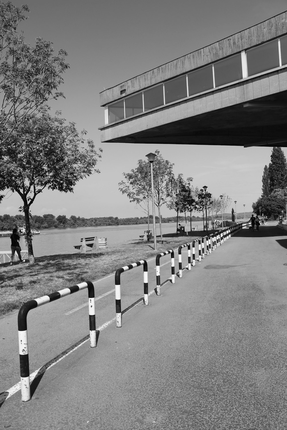 a black and white photo of a bridge over a body of water