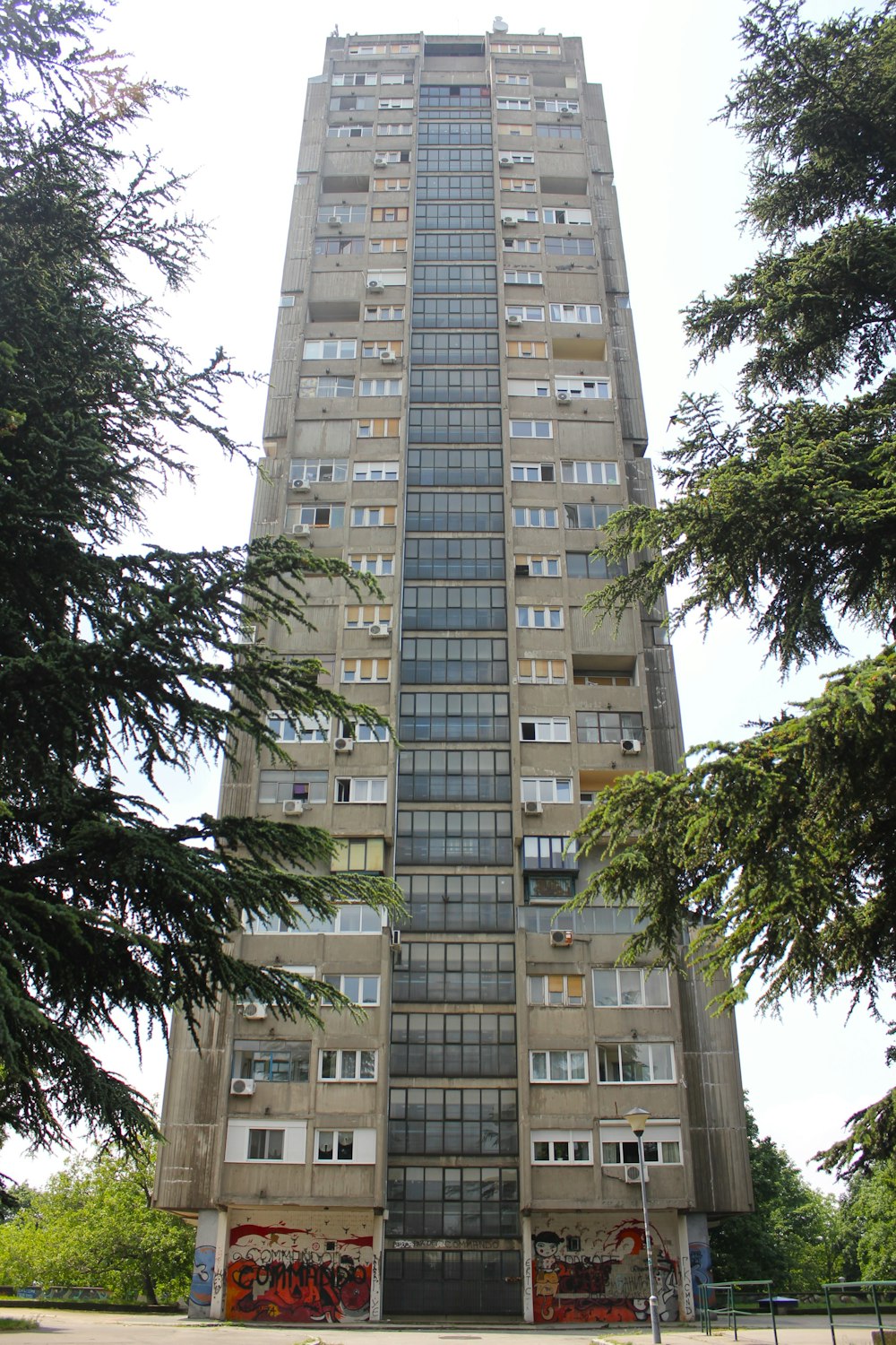 a very tall building with lots of windows