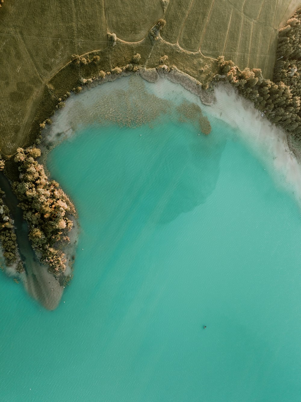 an aerial view of a body of water