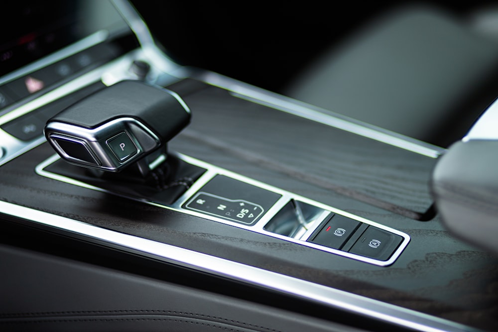 a close up of a control panel in a car