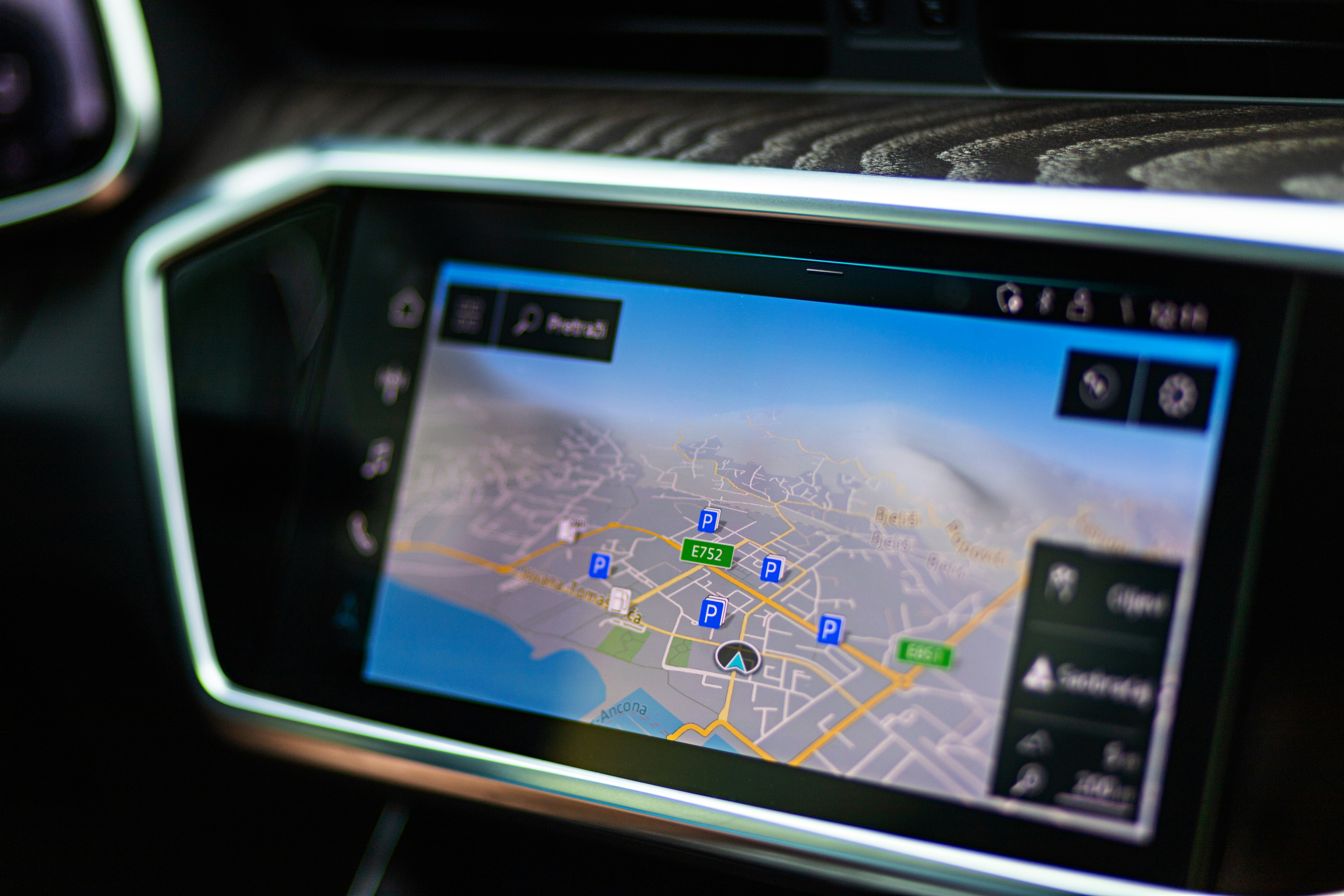 a close up of a car's navigation screen