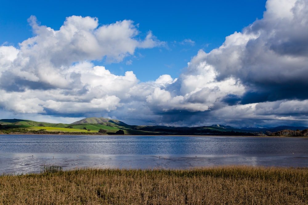 a large body of water surrounded by mountains