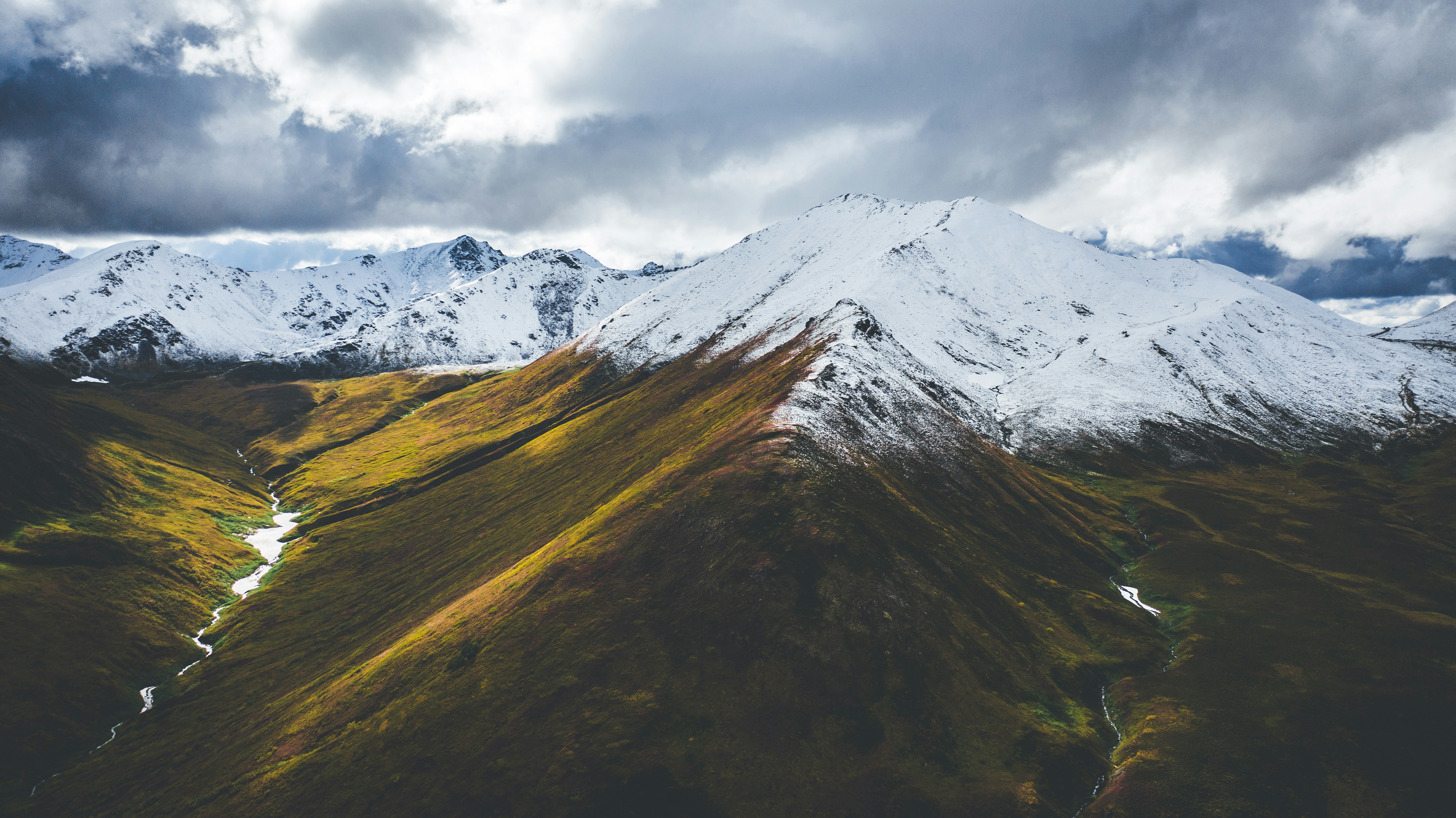 Alaska Range, USA - Drone view of the Alaska Mountain Range