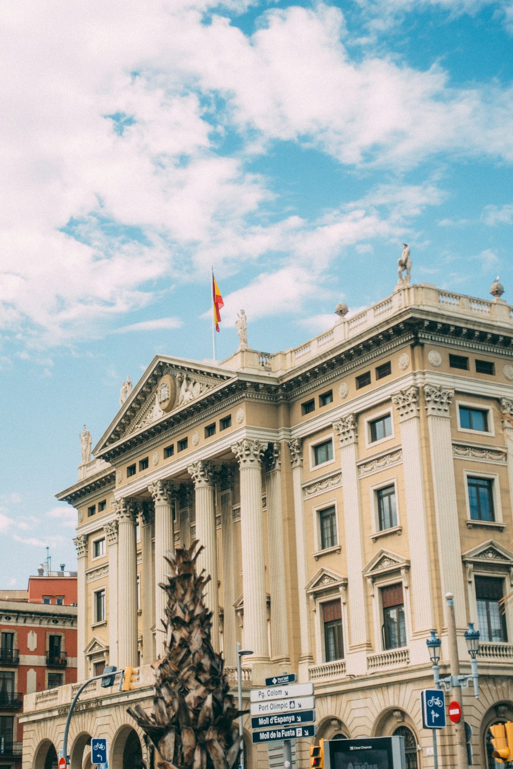 a large building with a clock on the top of it