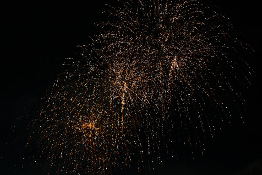 a large fireworks is lit up in the night sky