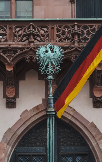 Brandenburg Gate with German flag on Unity Day