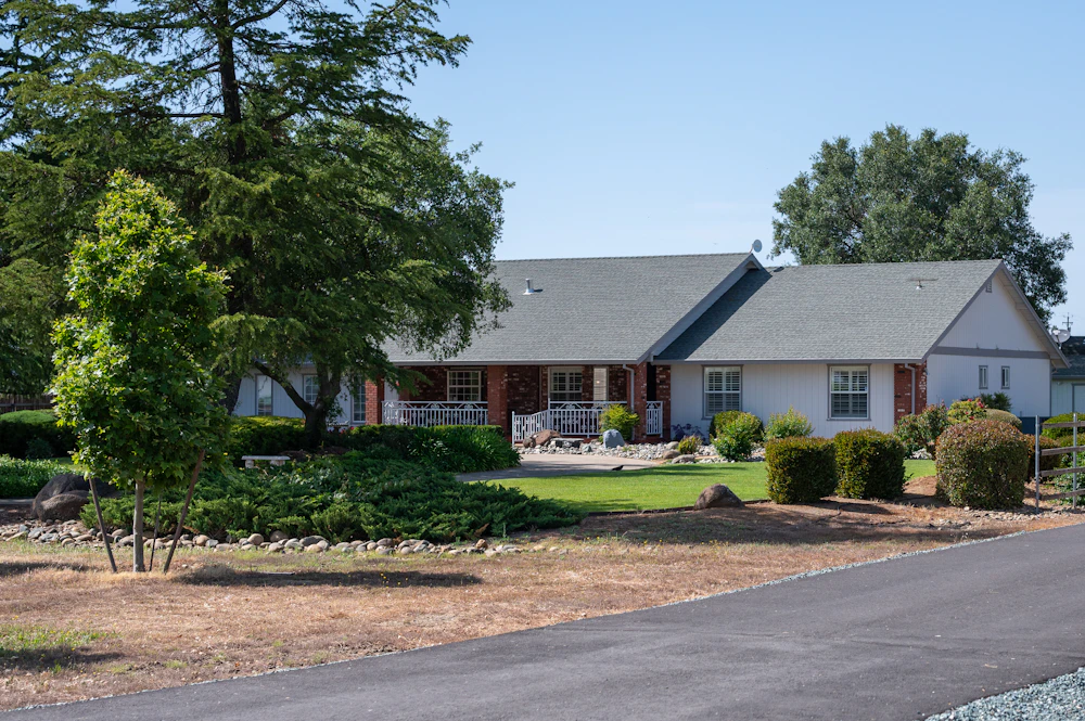 Suburban home with a wide lawn