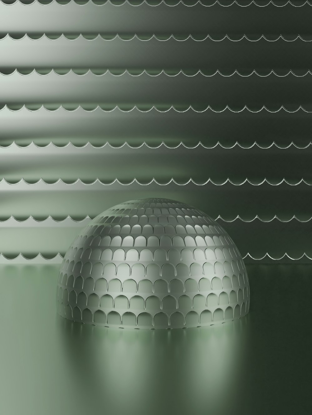 a shiny ball is sitting in the middle of a room