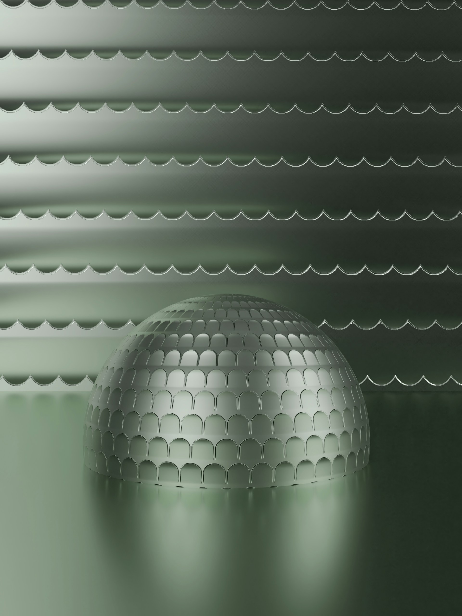 a shiny ball is sitting in the middle of a room