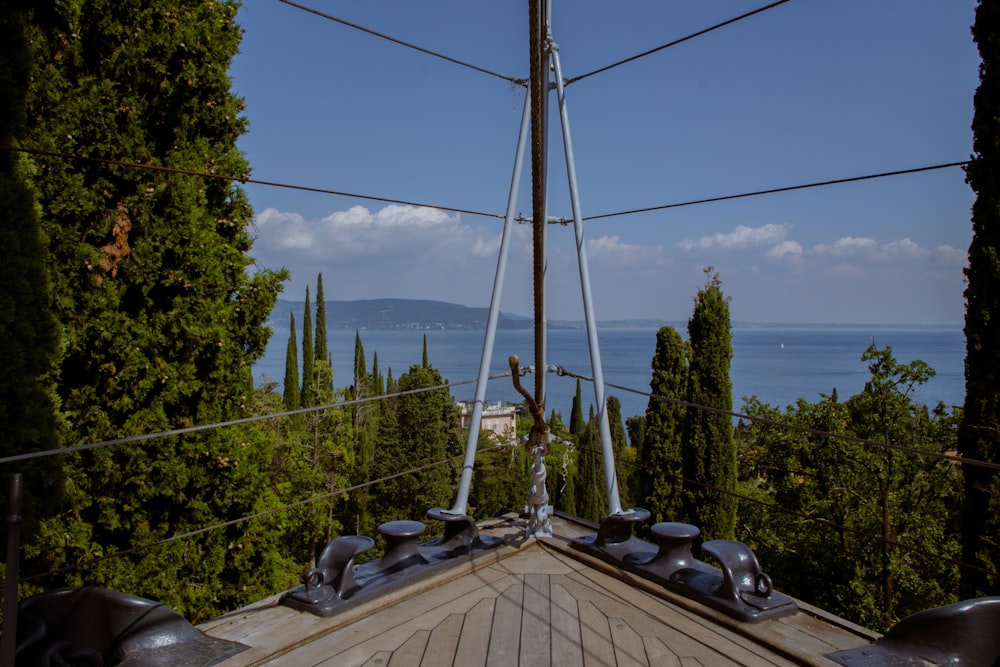 a view of the ocean from the top of a cable car