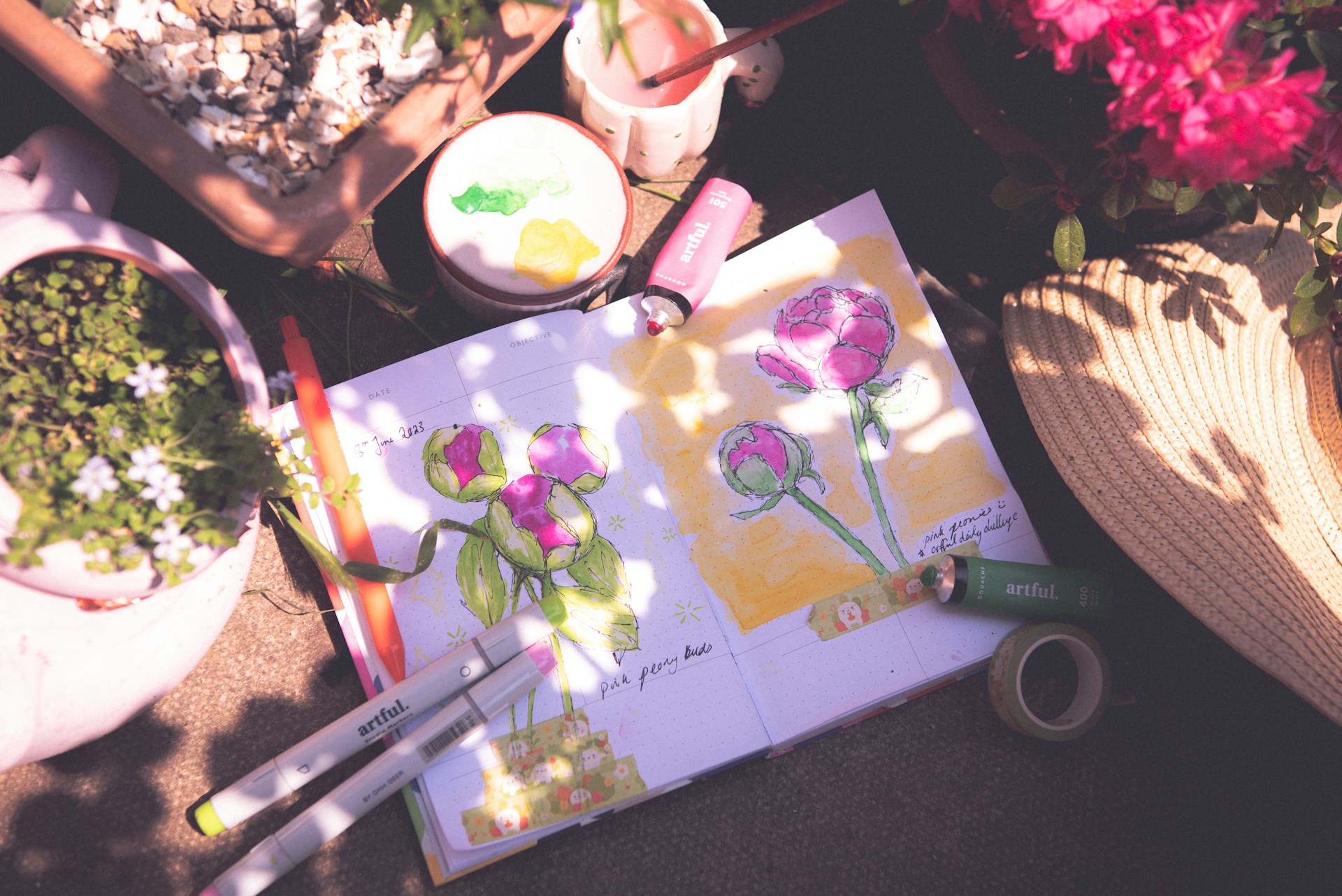 a drawing of flowers on a piece of paper