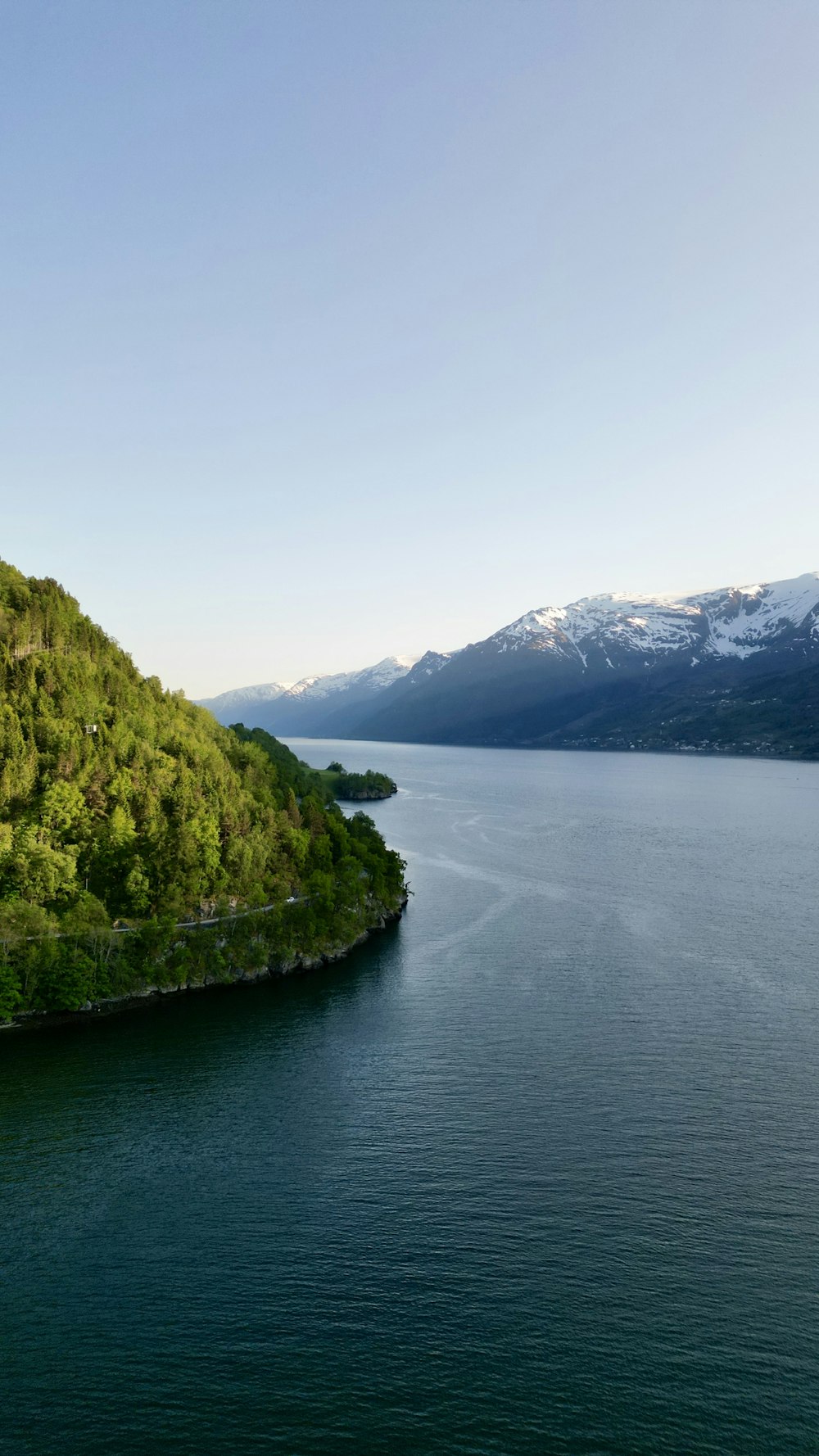 a large body of water surrounded by mountains