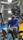Close-up of a customer using bluecourt training equipment in a gym setting.