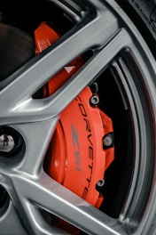 a close up of a brake on a car