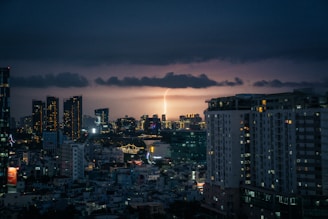 a view of a city at night from a high rise