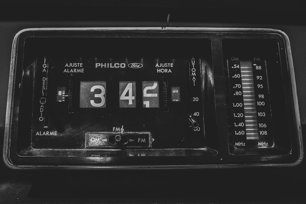 a black and white photo of a speedometer