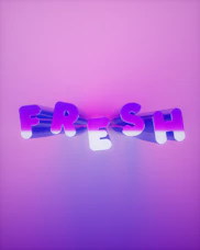 the word fresh spelled in 3d letters on a pink background