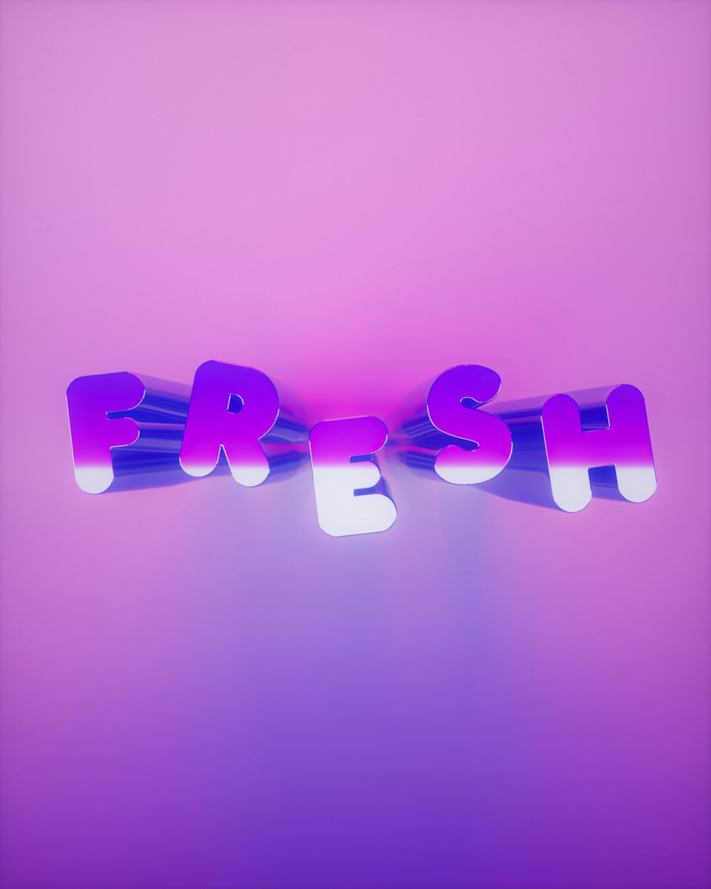 the word fresh spelled in 3d letters on a pink background