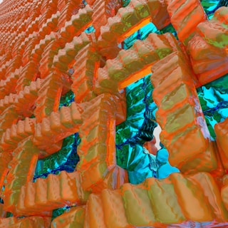 A vibrant, 3D-printed decorative piece showcasing intricate designs.