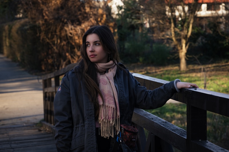 Confident woman on elegant bridge