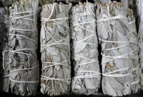 several bundles of white sage tied together