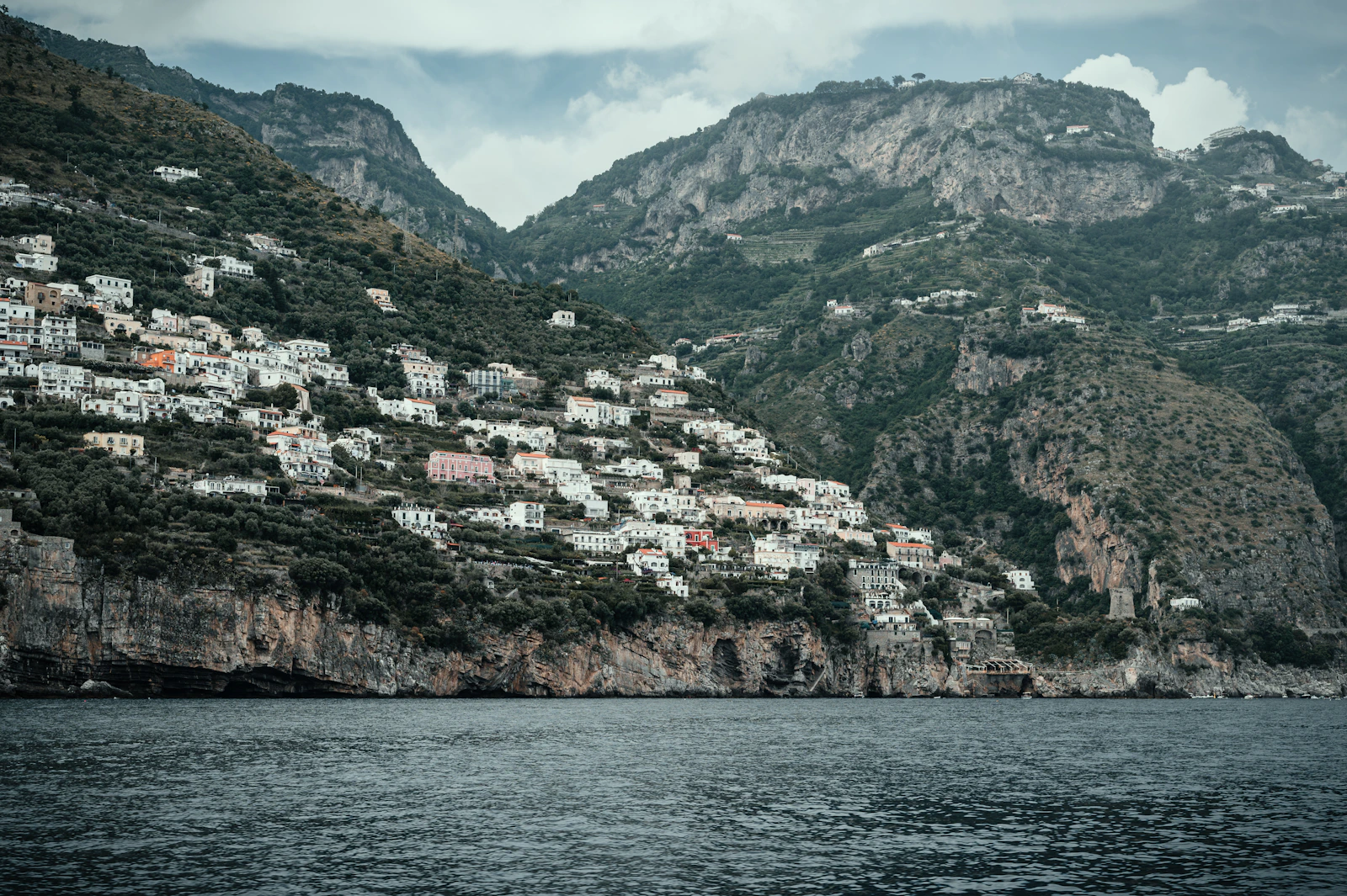 Colorful hillside village above the sea on the Amalfi Coast