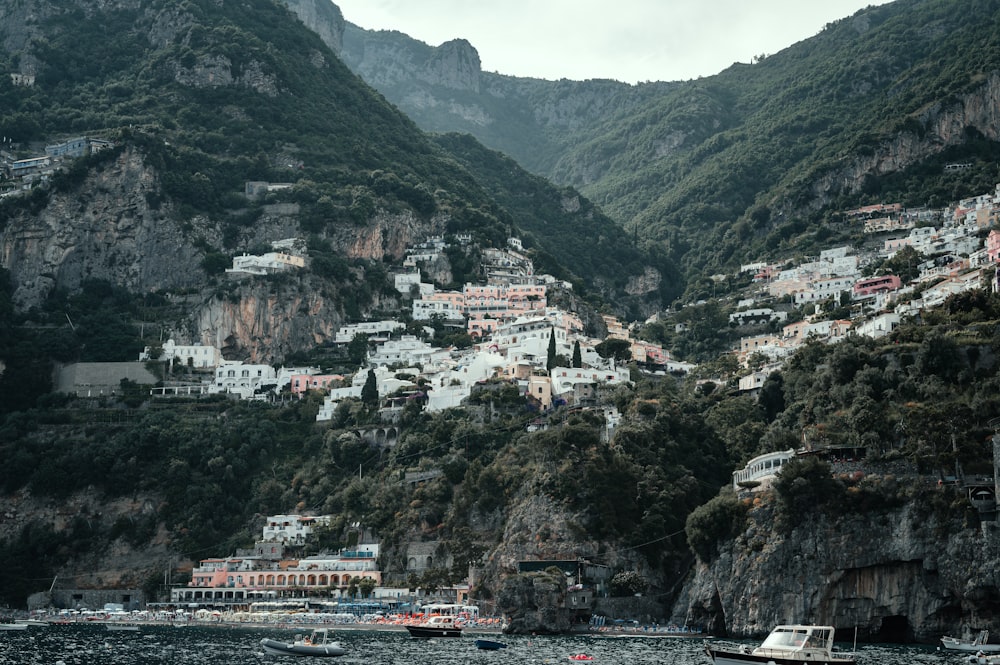 a view of a village on a mountain side