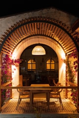 An inviting outdoor dining space.