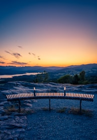 a couple of benches sitting next to each other