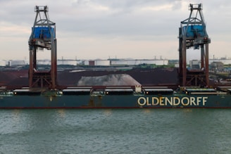 a large cargo ship sitting in the water