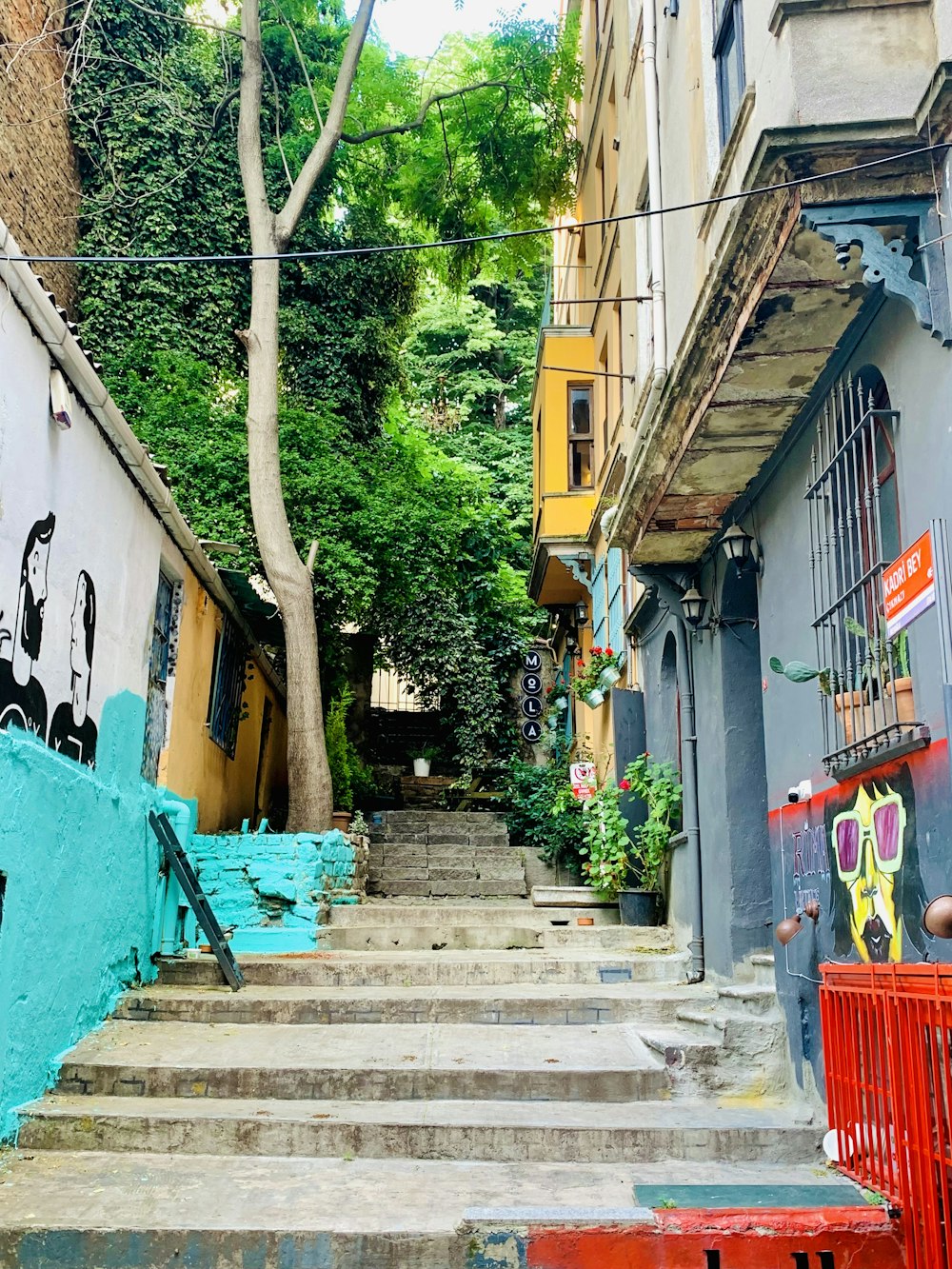 a set of stairs leading up to a building