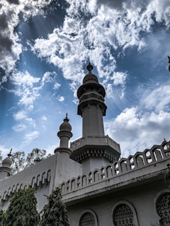 A close-up of the intricate architectural details of the mosque.