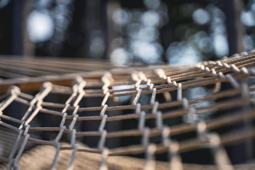 a close up view of a wooden bench