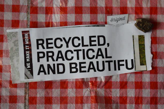 a piece of paper that says recycled practical and beautiful